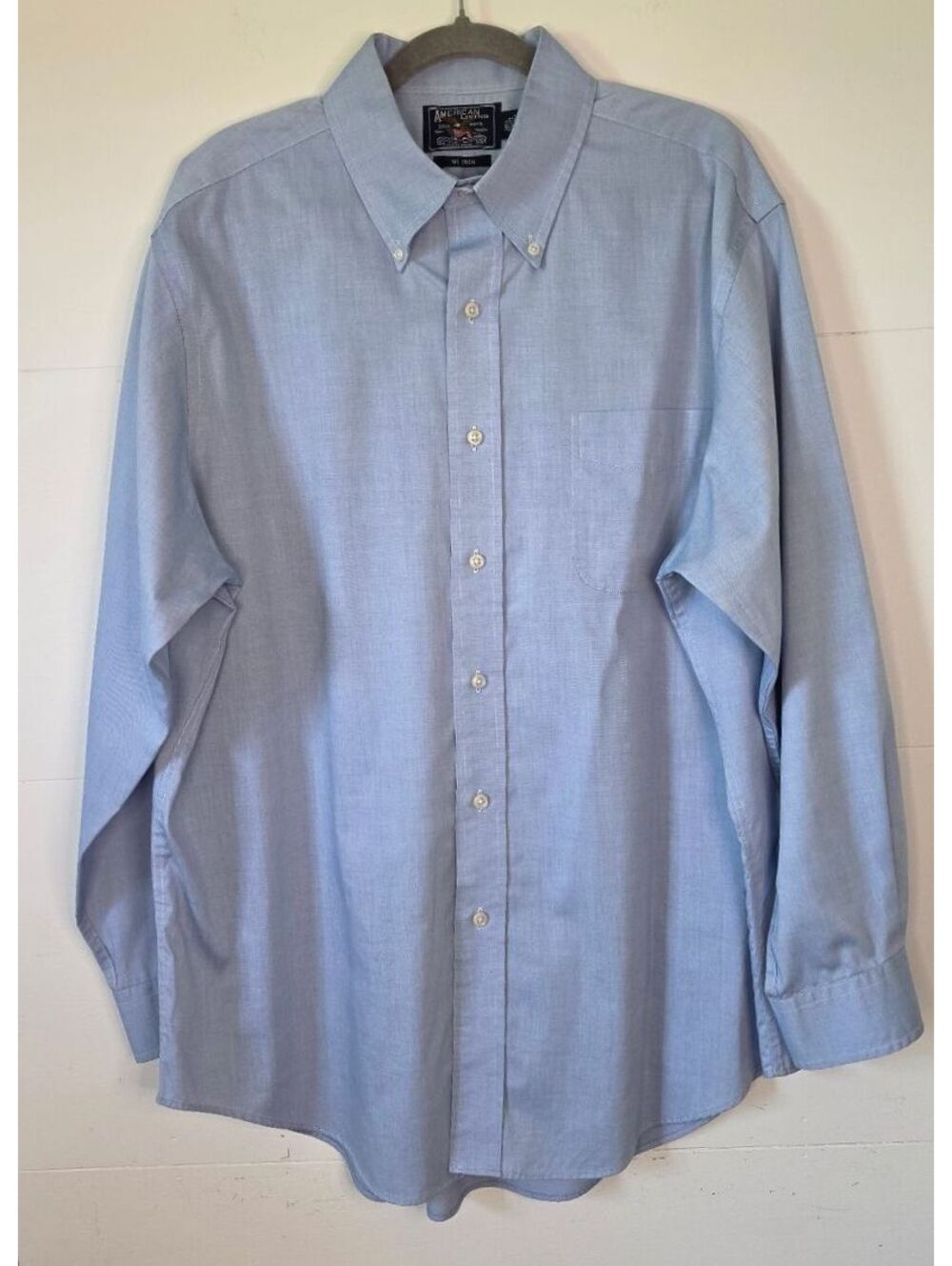 American Living Men's Long Sleeve Button Down Dress Shirt Blue Size 16.5 32/33